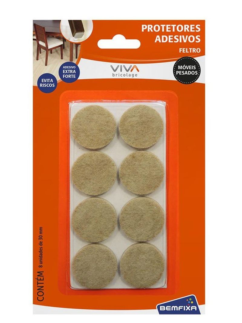 Feltro-Adesivado-Moveis-Pesados-30mm-Redondo-Creme-Bemfixa