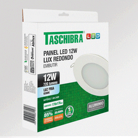Painel Led17 Redondo Embutir 12W 6500K Taschibra