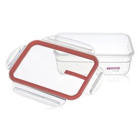 Pote com Travas Plástico Freshy Transparente/Rosa 1,24l  Sanremo