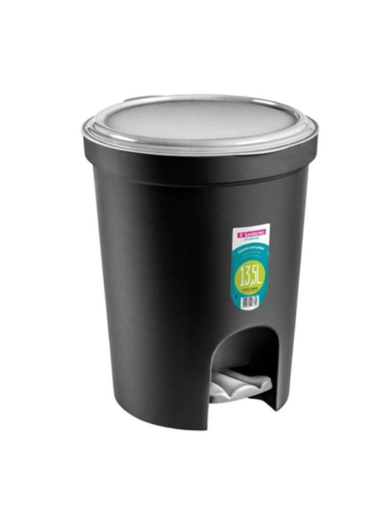 Lixeira-Redonda-com-Pedal-Plastico-Preta-135L--Sanremo