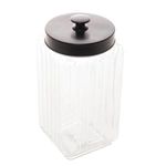 Porta-Mantimento-de-Vidro-com-Tampa-Metal-23L-Preto-Lyor