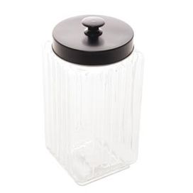 Porta Mantimento de Vidro com Tampa Metal 2,3L Preto Lyor