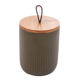 Potiche Cerâmica com Tampa Bambu 10x12,5cm Verde Lyor