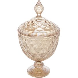 Potiche de Cristal com Pé Diamond 15x28cm Âmbar Metalizado Lyor
