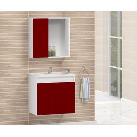Conjunto Compactus 50cm Bordô/Branco Arte Gabinetes