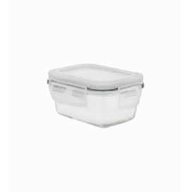 Pote de Vidro Retangular com Tampa 160ml Branco Oikos