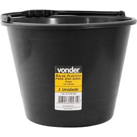 Balde Plástico Uso Geral 12L Preto Vonder