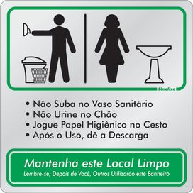 Placa 15x15 Procedimento Sanitário Unissex Sinalize