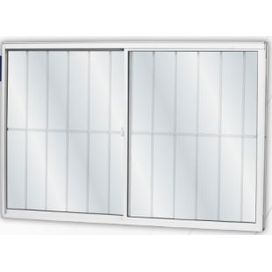 Janela De Correr 100X100 Soft 2 Folhas Móveis Com Grade Vidro Liso MGM