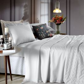 Lençol Slip Solteiro Toque de Algodão 88x188x30cm Branco Hedrons