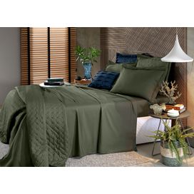 Lençol Slip Solteiro Toque de Algodão 88x188x30cm Oliva Hedrons