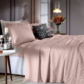 Lençol Slip Queem Toque de Algodão 158x198cm Rosa Tule Hedrons