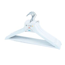 Conjunto de Cabides de Madeira Branco OIKOS