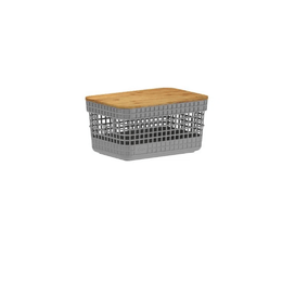 Cesto Grid com Tampa de Bambu 2,5L Chumbo Martiplast