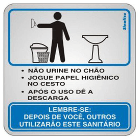 Placa Educativa Masculina 15x15 Azul Sinalize