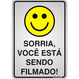 Placa Sorria Você Esta Sendo Filmado 16x23cm Sinalize