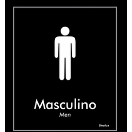 Placa Masculino 15x18cm Preto Sinalize