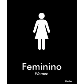 Placa Feminino 15x18cm Preto Sinalize