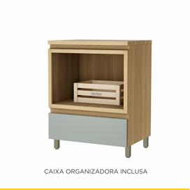Balcão Forno 1 Gaveta com Caixa Organizadora 70cm Rainha Verde/Nature Nesher