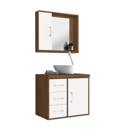 Gabinete Sevilha 60 com Espelho  Branco/Freijó  Astral Design