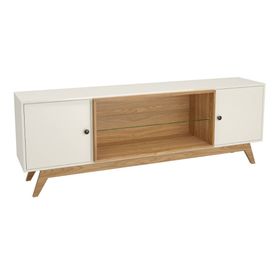 Rack 180cm com 2 portas freijó com off white Dalla Costa