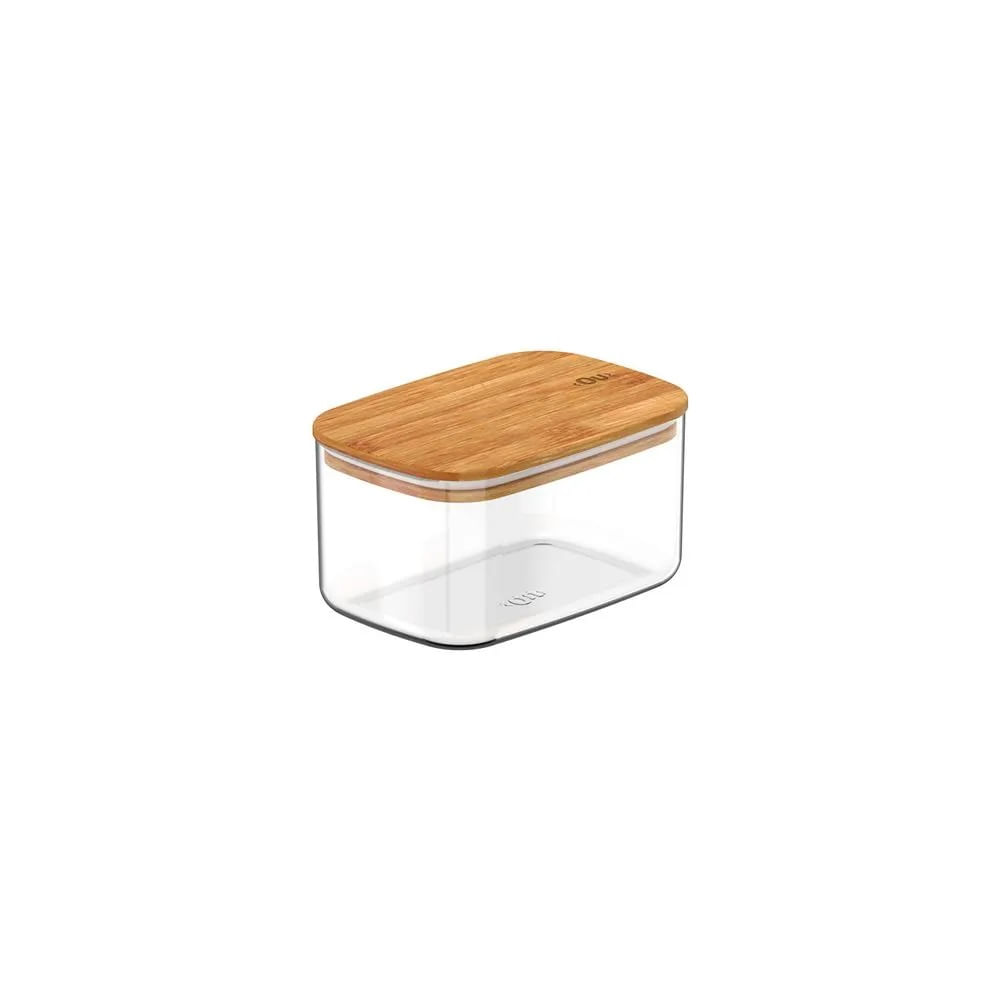 Pote Hermético Organizador Tampa De Bambu Retangular Keep Ou 0,65 Litros Cor:natural
