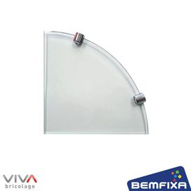 Prateleira Canto Vidro 8mm 25x25cm Transparente Bemfixa