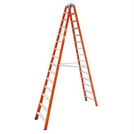 Escada Fibra Duplo Profissional/Robusto 15 Degraus Laranja Botafogo