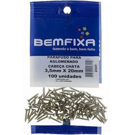 Parafuso Aglomerado Cabeça Chata Fenda Phillips 3.5x20 100 Peças Bemfixa