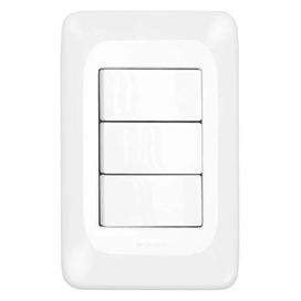 Conjunto 3 Interruptores Simples 4x2 Pial Pop Branco Pial