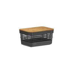 Cesto Grid com Tampa de Bambu 2,5L Preto Martiplast