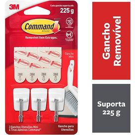 Gancho Mini para Utensílios com 3 Adesivos  Command 3M
