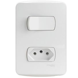 Conjunto 4x2 1 Interruptor Simples + Tomada 2 Polos + Terra 10A Miluz Branco Schneider