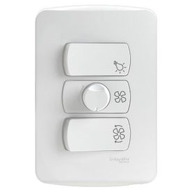 Conjunto 4x2 Variador para Ventilador + 2 Interruptor Paralelo 127v Miluz Branco Schneider