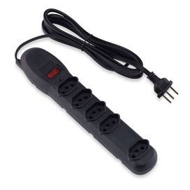 Protetor Adaptador 5 Tomadas 10A 3M 7202 Preto Bivolt Force Line