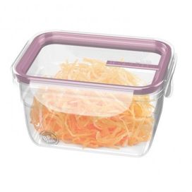 Pote Plástico com Travas 537ml Freshy  Transparente/Rosa Sanremo