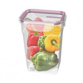 Pote Plástico com Travas 1,4L Transparente / Rosa Sanremo