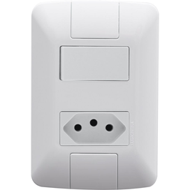 Conjunto Interruptor Simples 6A Tomada 2P T10A Aria Tramontina