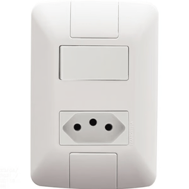 Conjunto Interruptor Simples 6A Com Tomada 2P T20A Aria Tramontina
