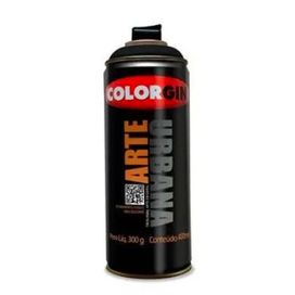 Tinta Acrílica Spray Arte Urbana Preto Fosco 0.4L Colorgin