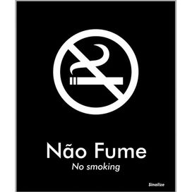 Placa Não Fume 15x18cm Preto Sinalize