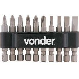 Bits/Ponteira CRV com 10 Peças Encaixe 1/4 Vonder