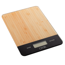 Balança de Cozinha Digital de Vidro Bambu Lyor
