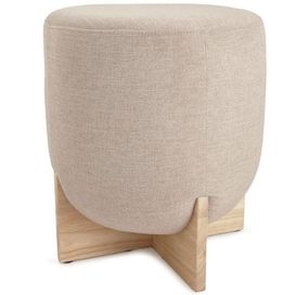Pufe Madeira e Suede Mart Presente