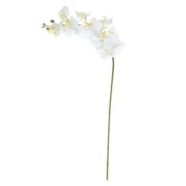 Haste Orquídea Real Toque 96cm Branco e Amarelo Flor Arte
