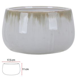 Vaso Cerâmica 11cm Branco e Bege Flor Arte