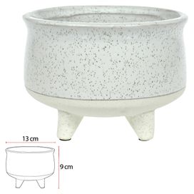 Vaso Cerâmica com Pé 9cm Branco Flor Arte