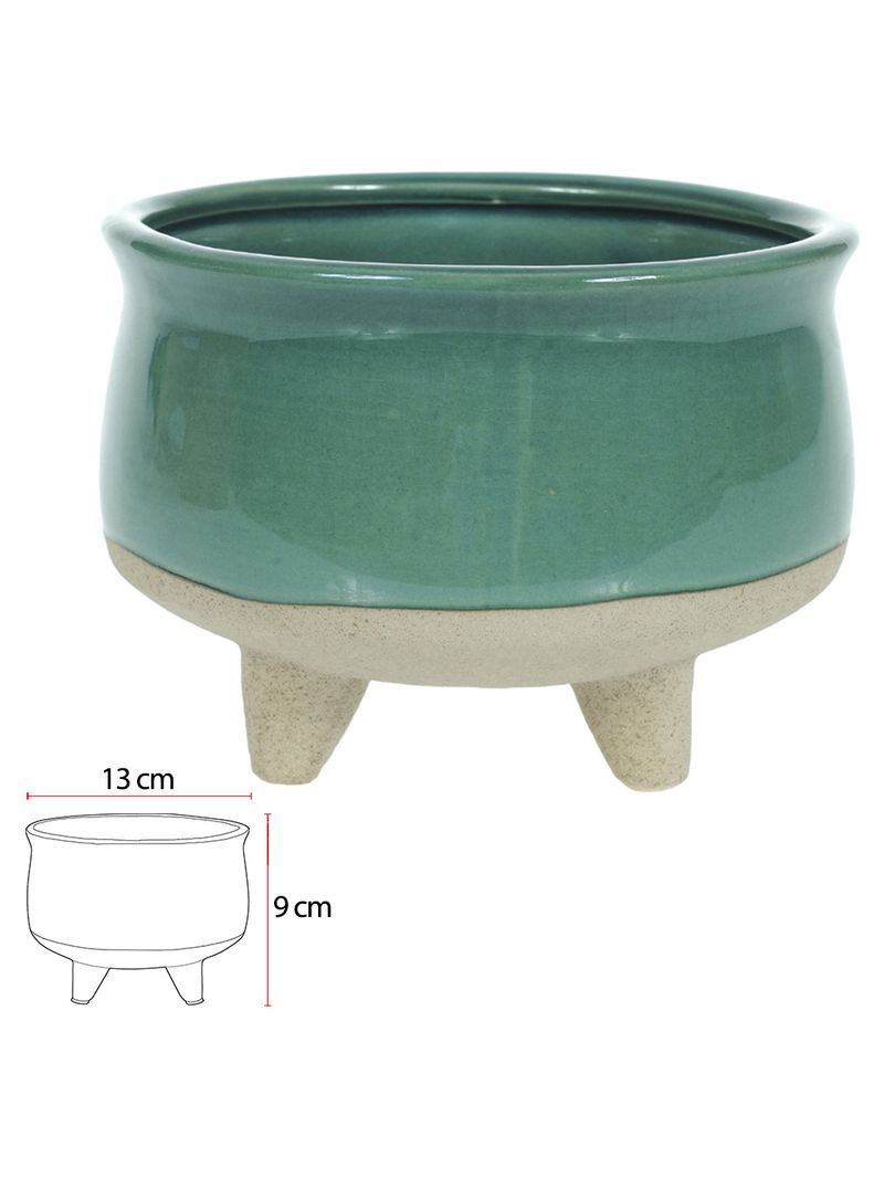 2304751-VASO-CERAMICA-COM-PE-AZUL-TURQUEZA-9CM-Amoedo