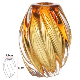 Vaso Vidro Tipo Murano 13cm Âmbar Flor Arte