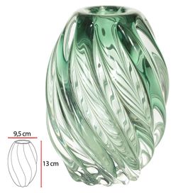 Vaso Vidro Tipo Murano 13cm Verde Flor Arte